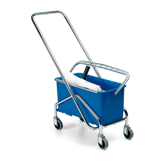 TTS  Bohnernwagen, verchromter Gestell mit Schiebegriff, Eimer und Sieb in blau-grau I 00002900