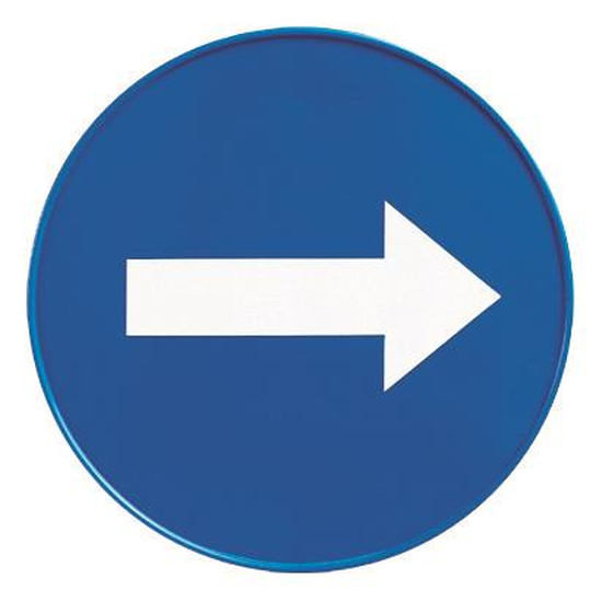 TTS Runde Tafel f�r Warnpylon Richtungspfeil I wei�/blau I S010810