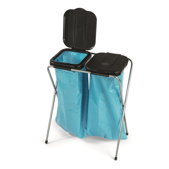 Abfallsammler 2-fach, Metallbeine, Deckel schwarz