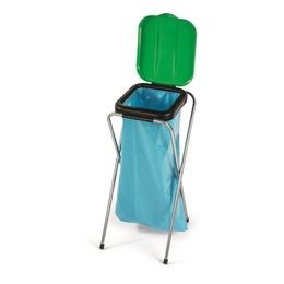 Abfallsammler 1-fach Metallbeine, Kunststoffdeckel grün