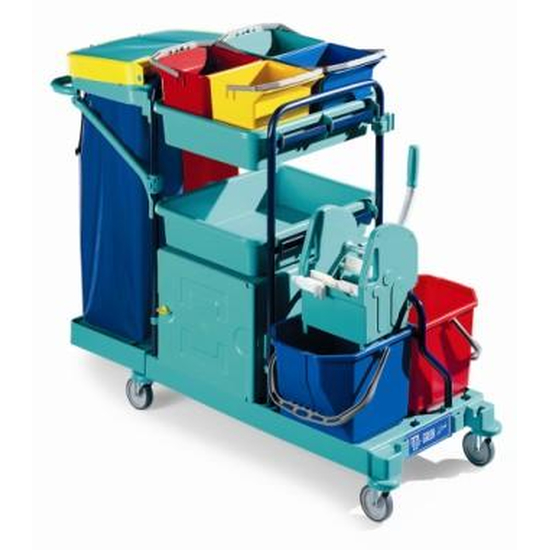 Reinigungswagen Brandenburg mit abschliessbarer Box Spani 3062 von trolley-system.com