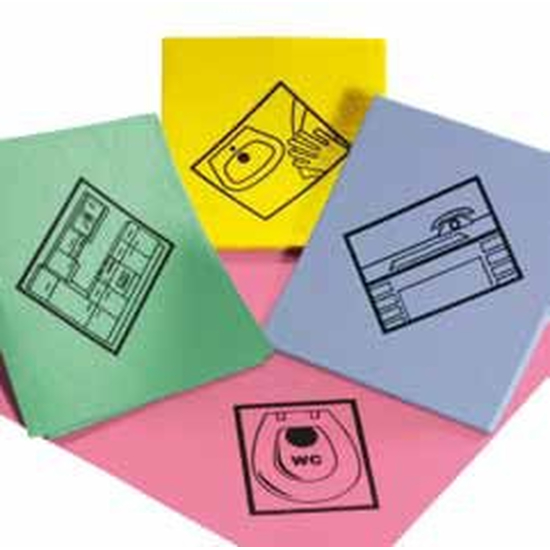 Meiko Feuchtwischtuch mit Piktogrammen gelb Waschbecken, 35x40cm