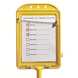 Hinweistafel gelb von trolley-system.com