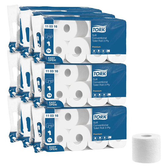 Tork T4 Toilettenpapier Extra 72 Rollen, 3-lg, hochwei, 250 Blatt