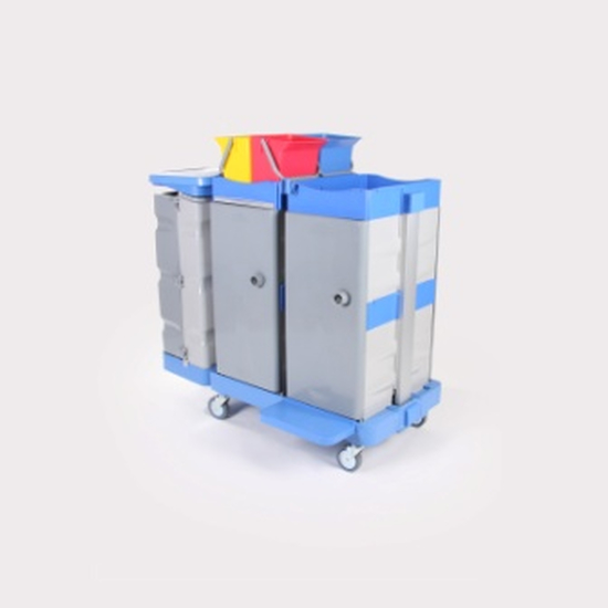 Putzwagen 3 Tresor - Kunststoff mit Halterahmen 2x 70 L Floorstar
