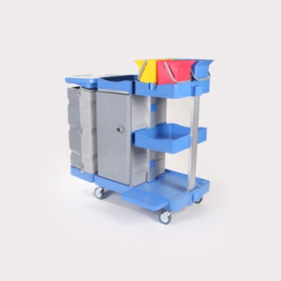 Putzwagen 4 Tresor - Kunststoff mit Halterahmen 2x 70 L Floorstar