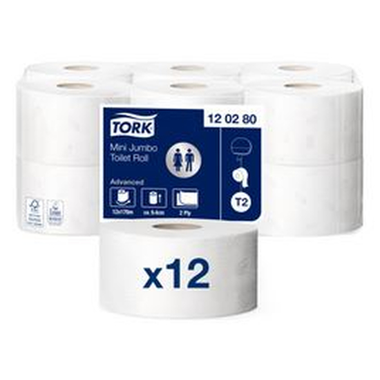 Tork T2 Mini Jumbo Toilettenpapier 2lg naturwei� 12 Rollen