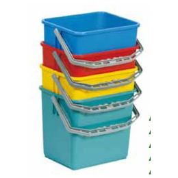 Kunststoffeimer fr Reinigungswagen 4 Stck a.6l, rot & blau, grn, gelb von trolley-system.com