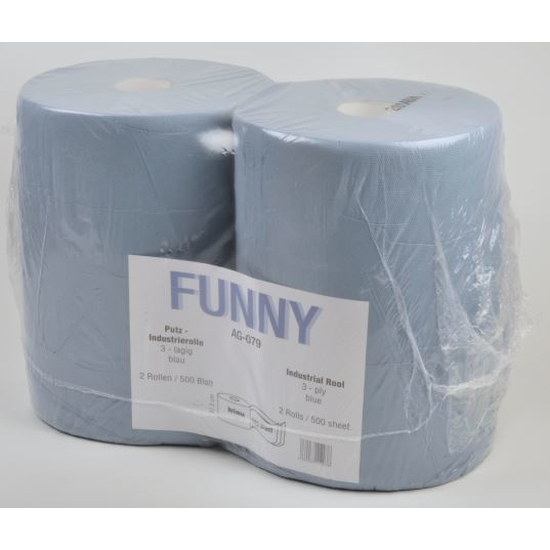 Floormagic Industriepapierrollen 3-lagig, 26x38cm, 500 Blatt pro Rolle in blau